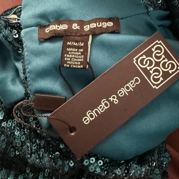 NWT Cable & Gauge Teal Sequin Mock-Neck Top | Sleeveless Blouse | Size M - Picture 10 of 11